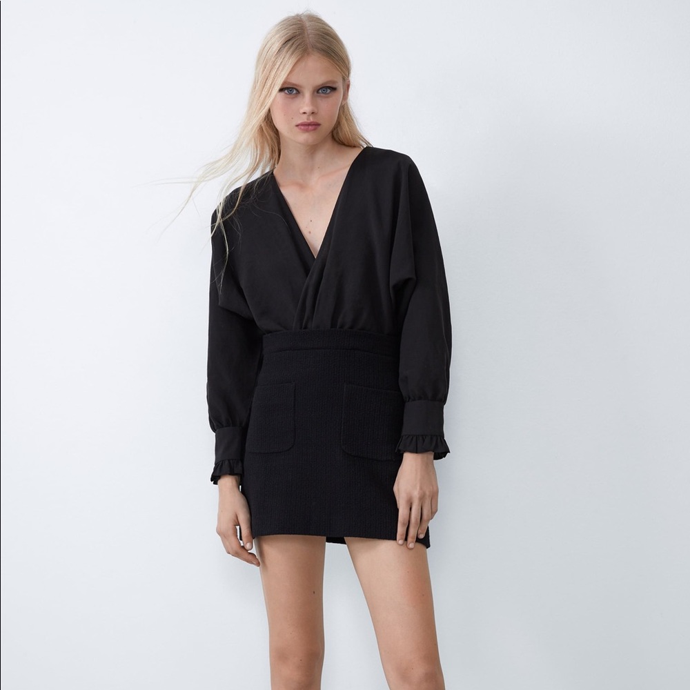 Zara contrasting tweed dress